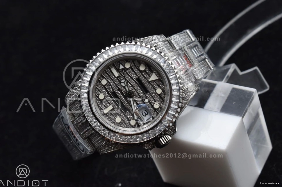 Full Bracelet Diamond 849 Diamonds On 40mm AMGF Sleek Best VR On Dial Edition SS GMT 1007